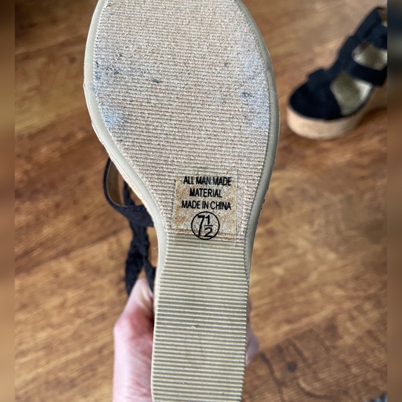 Black suede wedges. Size 7.5. Never worn outside. - Picture 4 of 4